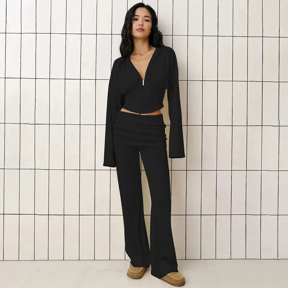 2026 Hoodie Flare Pants Set