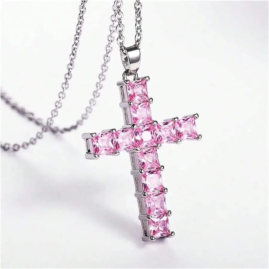 LE SABRÈ Crystal Cross Pendant Necklace – Gold Designer Jewelry