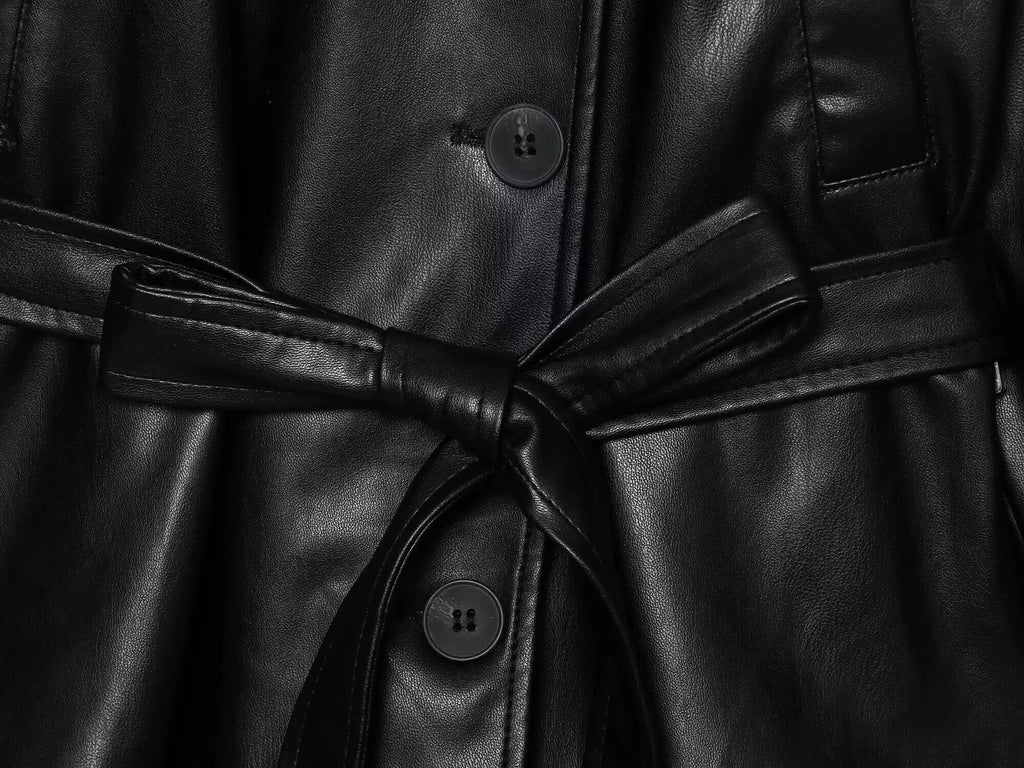 Kurzer Trenchcoat Kunstleder