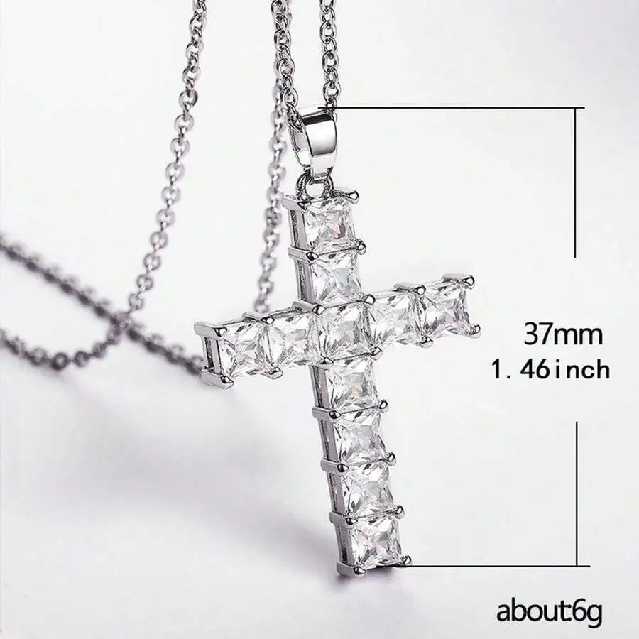 Crystal Cross Pendant Necklace – Gold Designer Jewelry