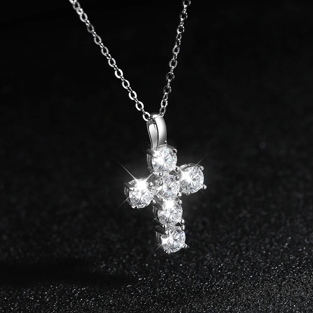 Moissanit Kreuz Halskette