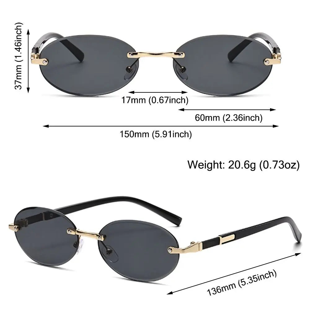 UV400 Rimless Rectangle Sunglasses Fashion Y2K Frameless Sun Glasses Shades for Women & Men