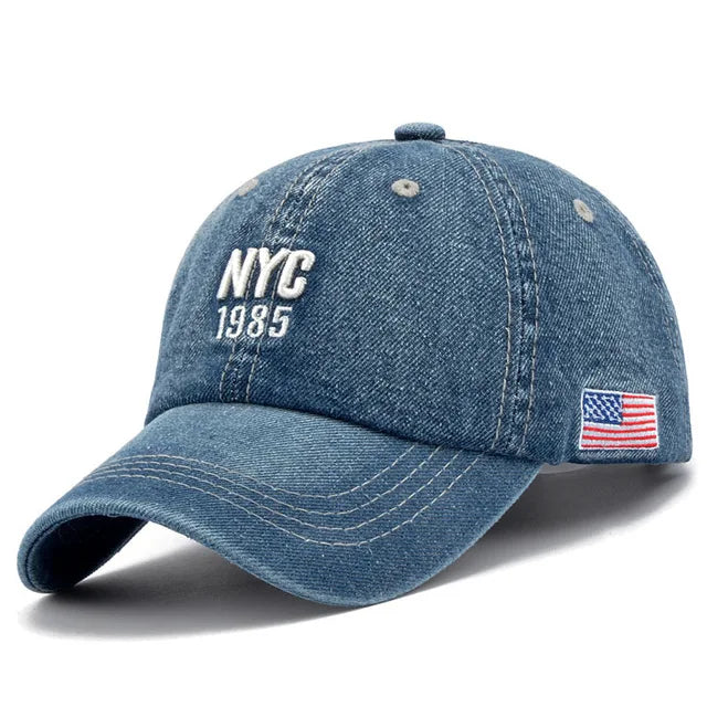 2024 Denim Baseball Cap Men Women Embroidery Letter Jeans Snapback Hat Casquette Summer Sports Hip Hop Cap Gorras Unisex hats | Color:Navy Blue