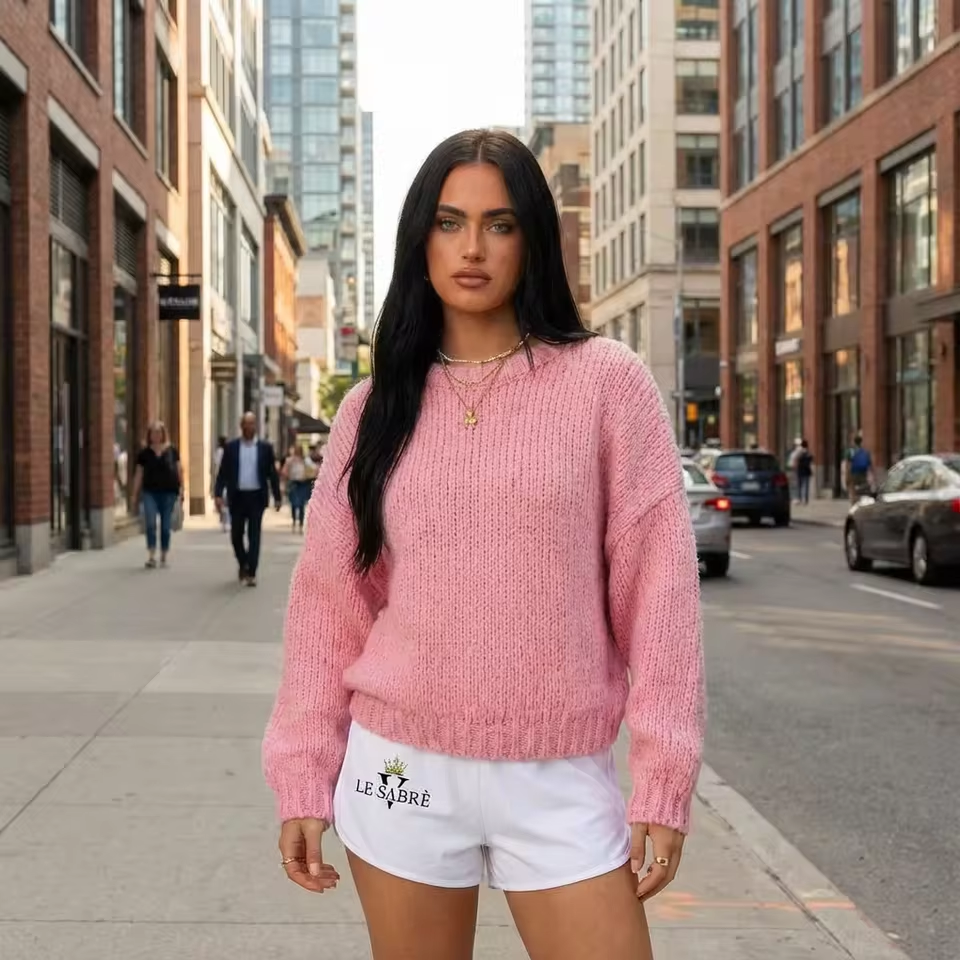 LE Sabrè Crown Relaxed Shorts Weiß Damen Lounge Sleepwear Vorderansicht