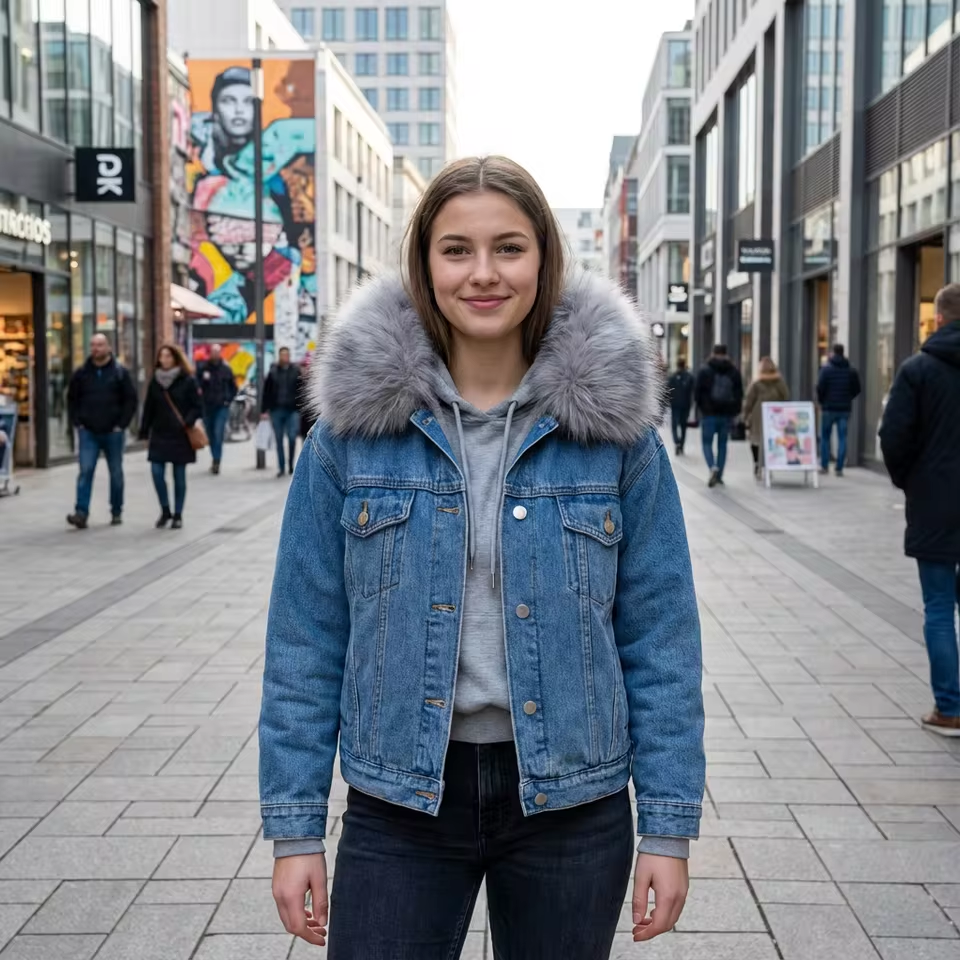 Denim Jacke Kunstfell