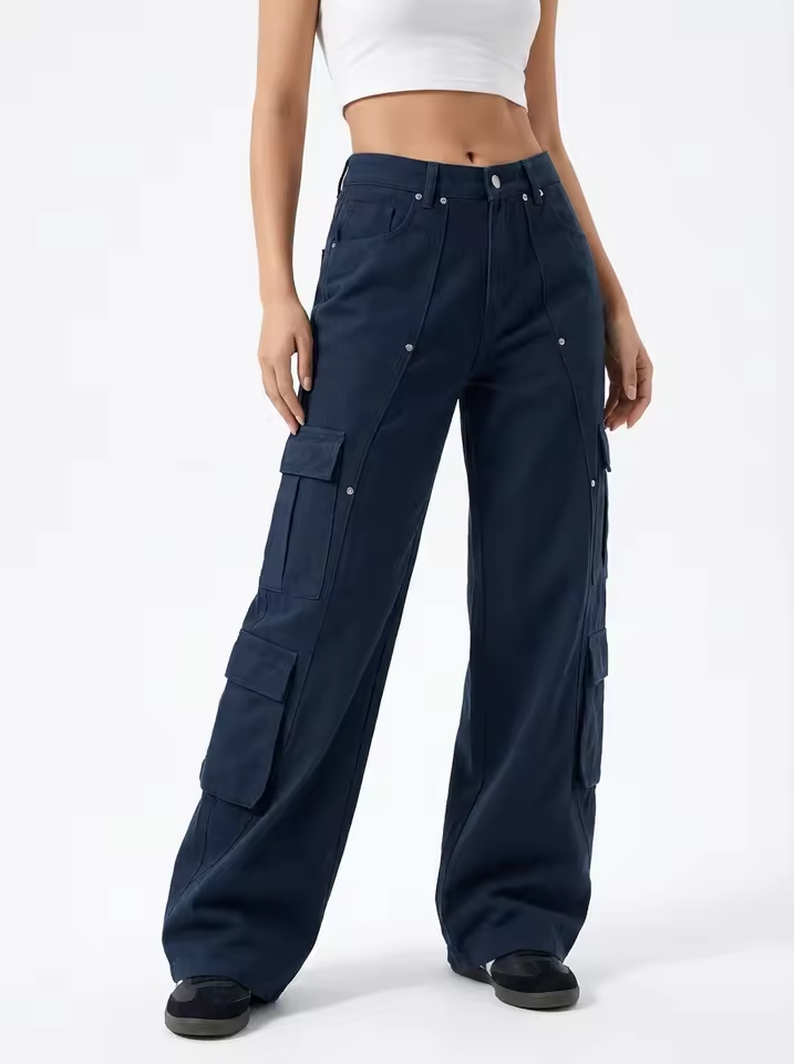 LE SABRÈ Y2K Bootcut Jeans Damen Low Rise Schwarz Streifen Streetwear