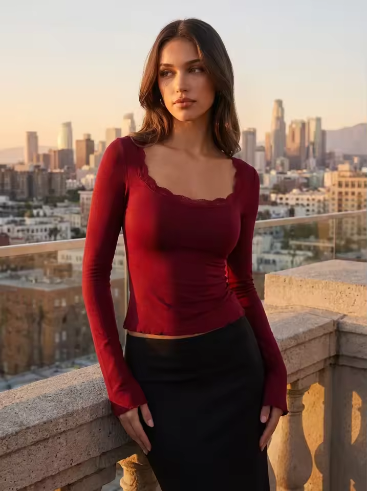 
Bild 3: LE Sabrè Spitzen Top Damen Party Elegant Seitenansicht
