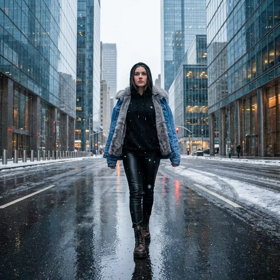 LE SABRÈ Denim Jacke Kunstfell