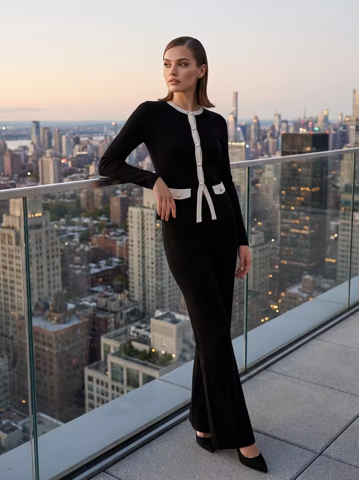 Patchwork Cardigan Set