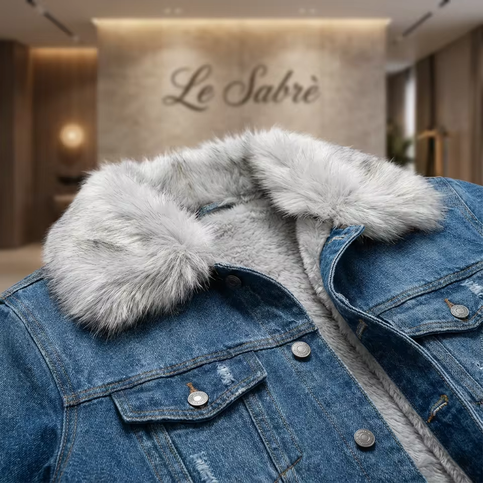 LE SABRÈ Denim Jacke Kunstfell